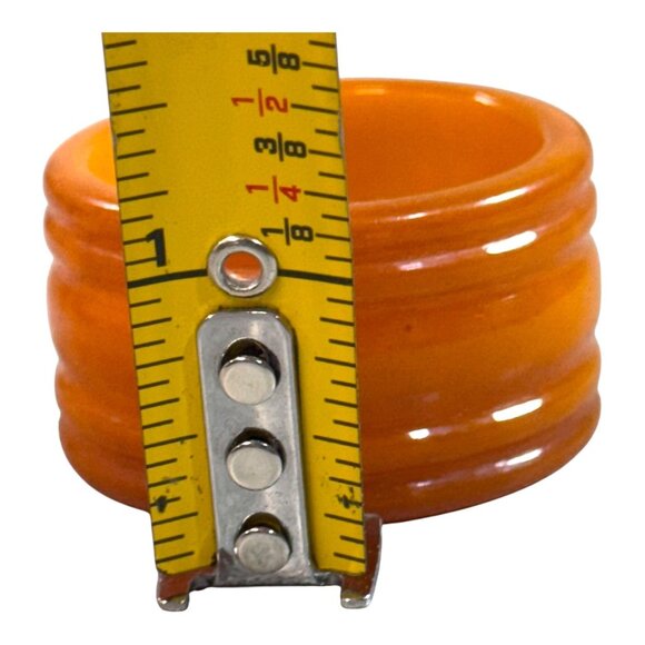 Vintage Orange subtle white swirls-Catalin Bakelite Napkin Holder Ribbed Bands - Picture 5 of 6